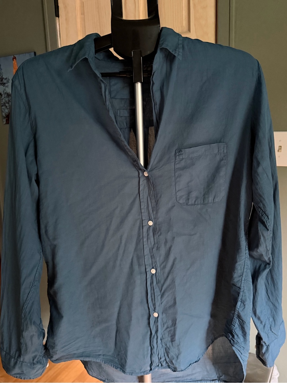 Grayson The Hero Tissue Cotton button-down shirt, Teal | Size 4, Large
